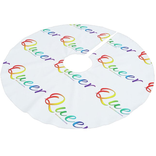 SlipperyJoe queer pride colours bold and celebrato Brushed Polyester Tree Skirt (Angled)