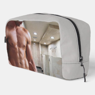 SlipperyJoe shirtless muscular man sixpack abs fit Dopp Kit