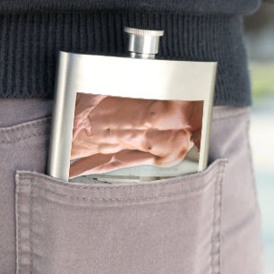 SlipperyJoe shirtless muscular man sixpack abs fit Hip Flask