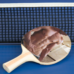 SlipperyJoe shirtless muscular man sixpack abs fit Ping Pong Paddle