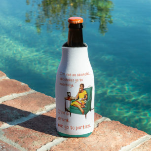 SlipperyJoe socialising drinking party vintage wom Bottle Cooler