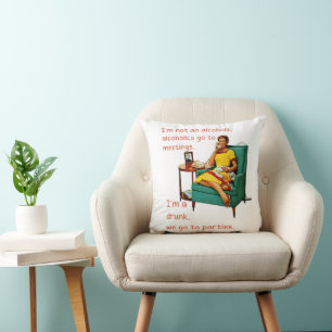 SlipperyJoe socialising drinking party vintage wom Cushion