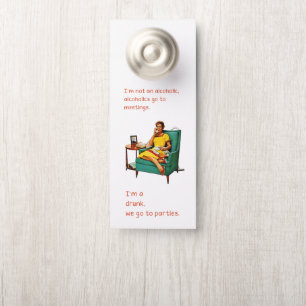 SlipperyJoe socialising drinking party vintage wom Door Hanger