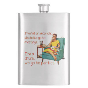 SlipperyJoe socialising drinking party vintage wom Hip Flask