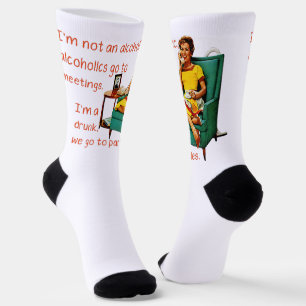 SlipperyJoe socialising drinking party vintage wom Socks