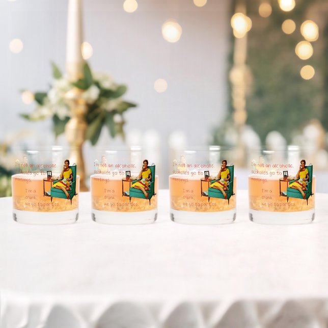 SlipperyJoe socialising drinking party vintage wom Whiskey Glass (Insitu (Wedding))