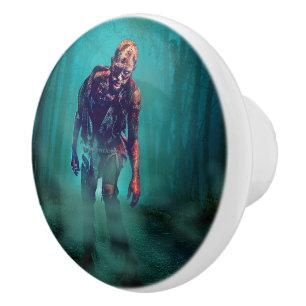 SlipperyJoe terrifying zombie figure isolated omin Ceramic Knob