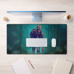 SlipperyJoe terrifying zombie figure isolated omin Desk Mat