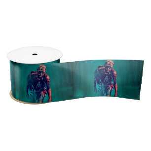 SlipperyJoe terrifying zombie figure isolated omin Satin Ribbon