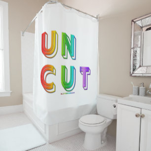 SlipperyJoe uncut vibrant lively neon rainbow ener Shower Curtain
