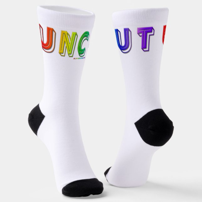 SlipperyJoe uncut vibrant lively neon rainbow ener Socks (Angled)