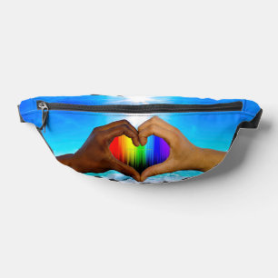 SlipperyJoe vivid rainbow gradient heart interraci Bum Bags