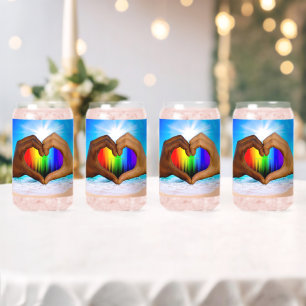 SlipperyJoe vivid rainbow gradient heart interraci Can Glass