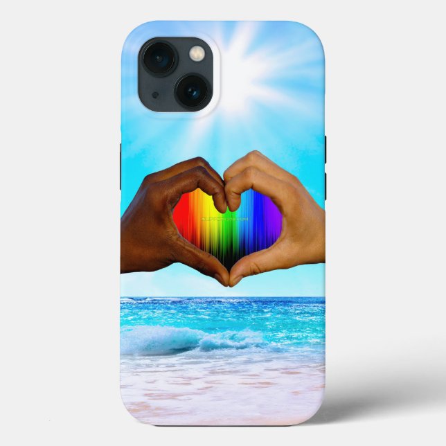 SlipperyJoe vivid rainbow gradient heart interraci Case-Mate iPhone Case (Back)