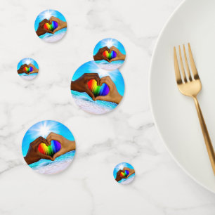 SlipperyJoe vivid rainbow gradient heart interraci Confetti