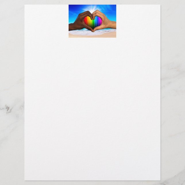 SlipperyJoe vivid rainbow gradient heart interraci Custom Letterhead (Front)