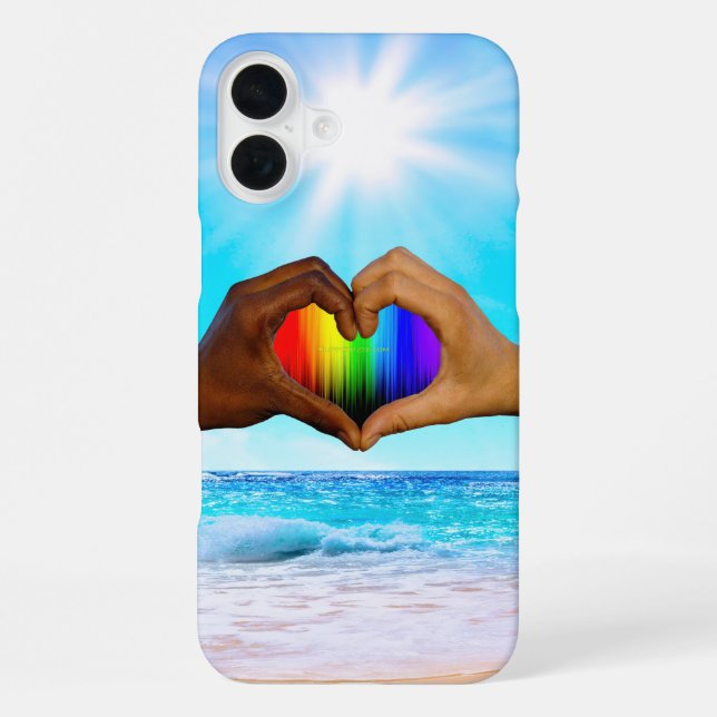 SlipperyJoe vivid rainbow gradient heart interraci iPhone Case (Back)