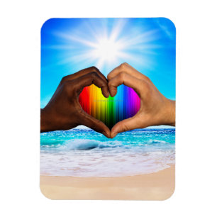 SlipperyJoe vivid rainbow gradient heart interraci Magnet