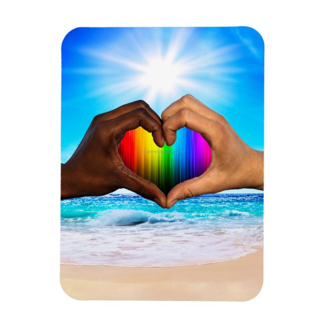 SlipperyJoe vivid rainbow gradient heart interraci Magnet (Vertical)