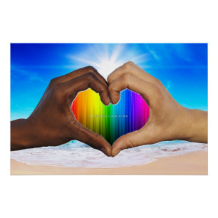 SlipperyJoe vivid rainbow gradient heart interraci Poster