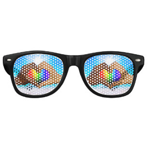 SlipperyJoe vivid rainbow gradient heart interraci Retro Sunglasses