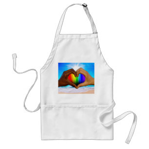 SlipperyJoe vivid rainbow gradient heart interraci Standard Apron