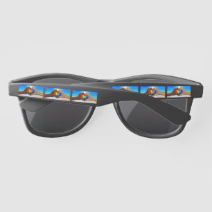 SlipperyJoe vivid rainbow gradient heart interraci Sunglasses