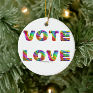 SlipperyJoe vote love equality rainbow-coloured fu Ceramic Ornament