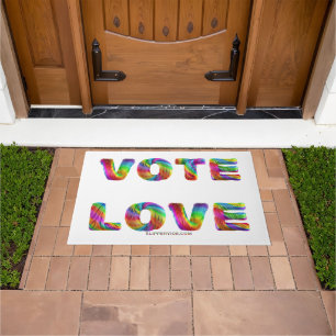 SlipperyJoe vote love equality rainbow-coloured fu Doormat
