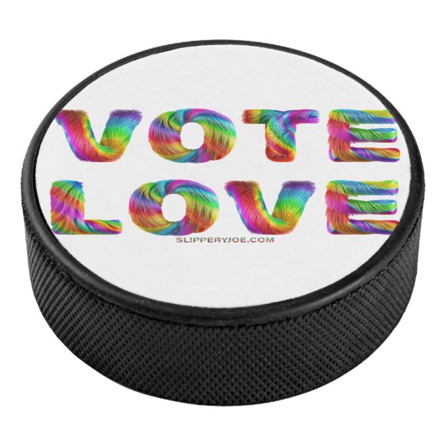 SlipperyJoe vote love equality rainbow-coloured fu Hockey Puck (3/4)
