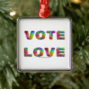 SlipperyJoe vote love equality rainbow-coloured fu Metal Ornament