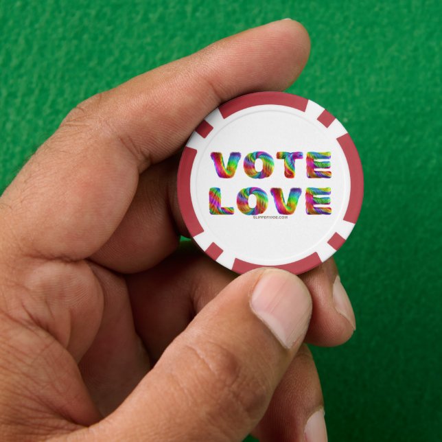SlipperyJoe vote love equality rainbow-coloured fu Poker Chips (Hand)