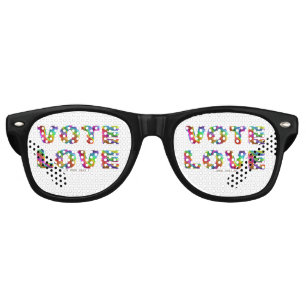 SlipperyJoe vote love equality rainbow-coloured fu Retro Sunglasses