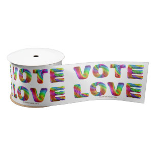 SlipperyJoe vote love equality rainbow-coloured fu Satin Ribbon