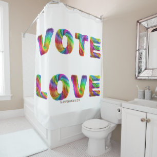 SlipperyJoe vote love equality rainbow-coloured fu Shower Curtain