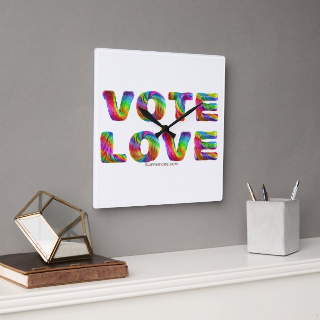 SlipperyJoe vote love equality rainbow-coloured fu Square Wall Clock (Office)