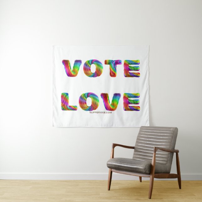 SlipperyJoe vote love equality rainbow-coloured fu Tapestry (In Situ (Horizontal))