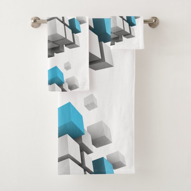 SlipperyJoe's 3D cubes captivating arrangement thr Bath Towel Set (Insitu)
