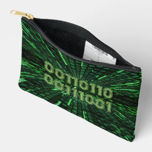 SlipperyJoe's 69 binary code vibrant green compute Accessory Pouch