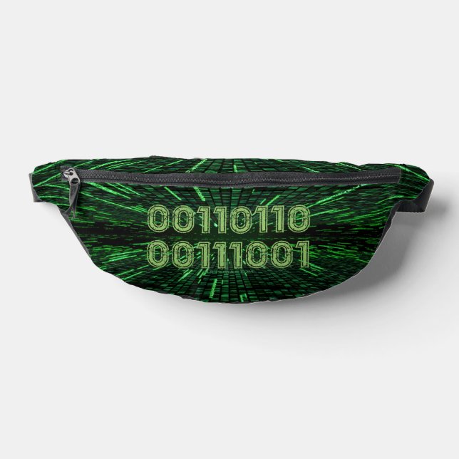 SlipperyJoe's 69 binary code vibrant green compute Bum Bags (Lay Down)