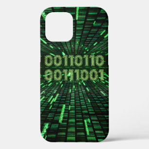 SlipperyJoe's 69 binary code vibrant green compute iPhone 12 Pro Case