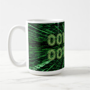 SlipperyJoe's 69 binary code vibrant green compute Coffee Mug