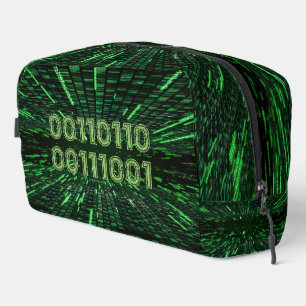 SlipperyJoe's 69 binary code vibrant green compute Dopp Kit