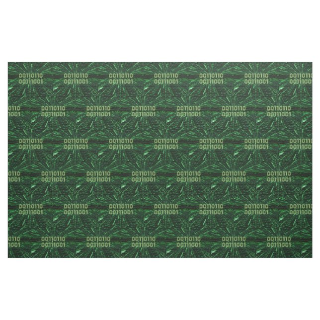 SlipperyJoe's 69 binary code vibrant green compute Fabric (Yard)