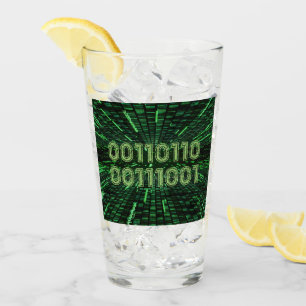 SlipperyJoe's 69 binary code vibrant green compute Glass