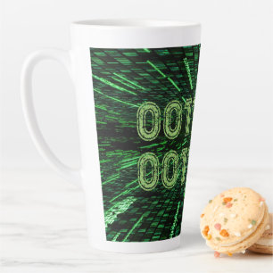SlipperyJoe's 69 binary code vibrant green compute Latte Mug