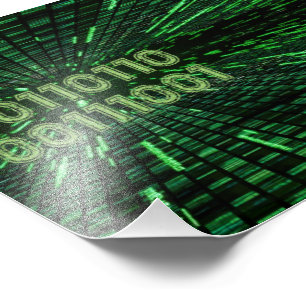 SlipperyJoe's 69 binary code vibrant green compute Photo Print