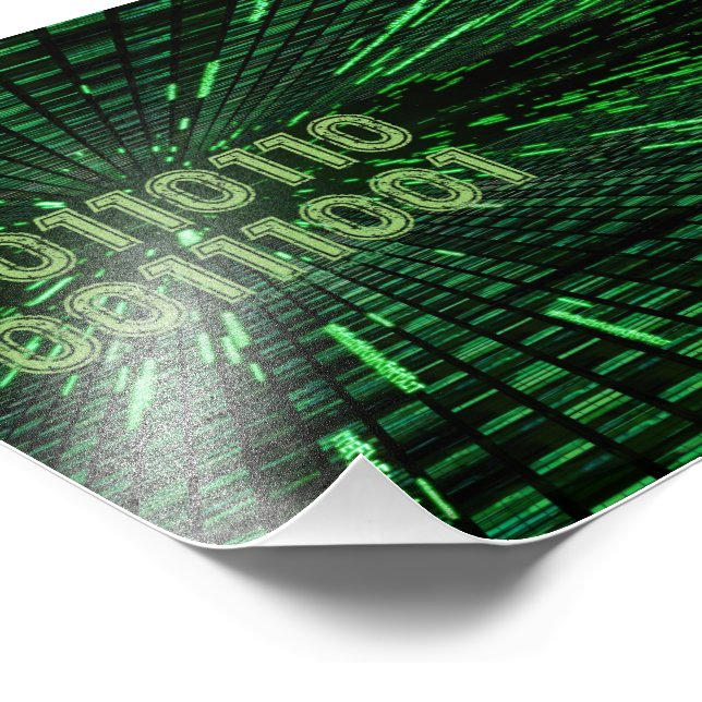 SlipperyJoe's 69 binary code vibrant green compute Photo Print (Corner)