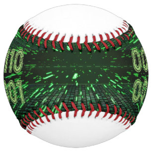 SlipperyJoe's 69 binary code vibrant green compute Softball