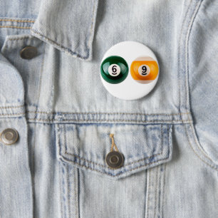 SlipperyJoe's 69 hard pool table two billiard ball 6 Cm Round Badge